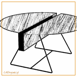 Stół, stolik kawowy, okrągły z metalowymi cienkimi i blatem stalowymnogami
