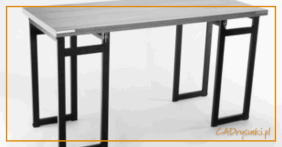 Stół na stalowych prostokątnych nogach