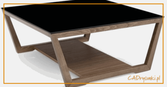 Drewniany stolik kwadratowy z czarnym blatem